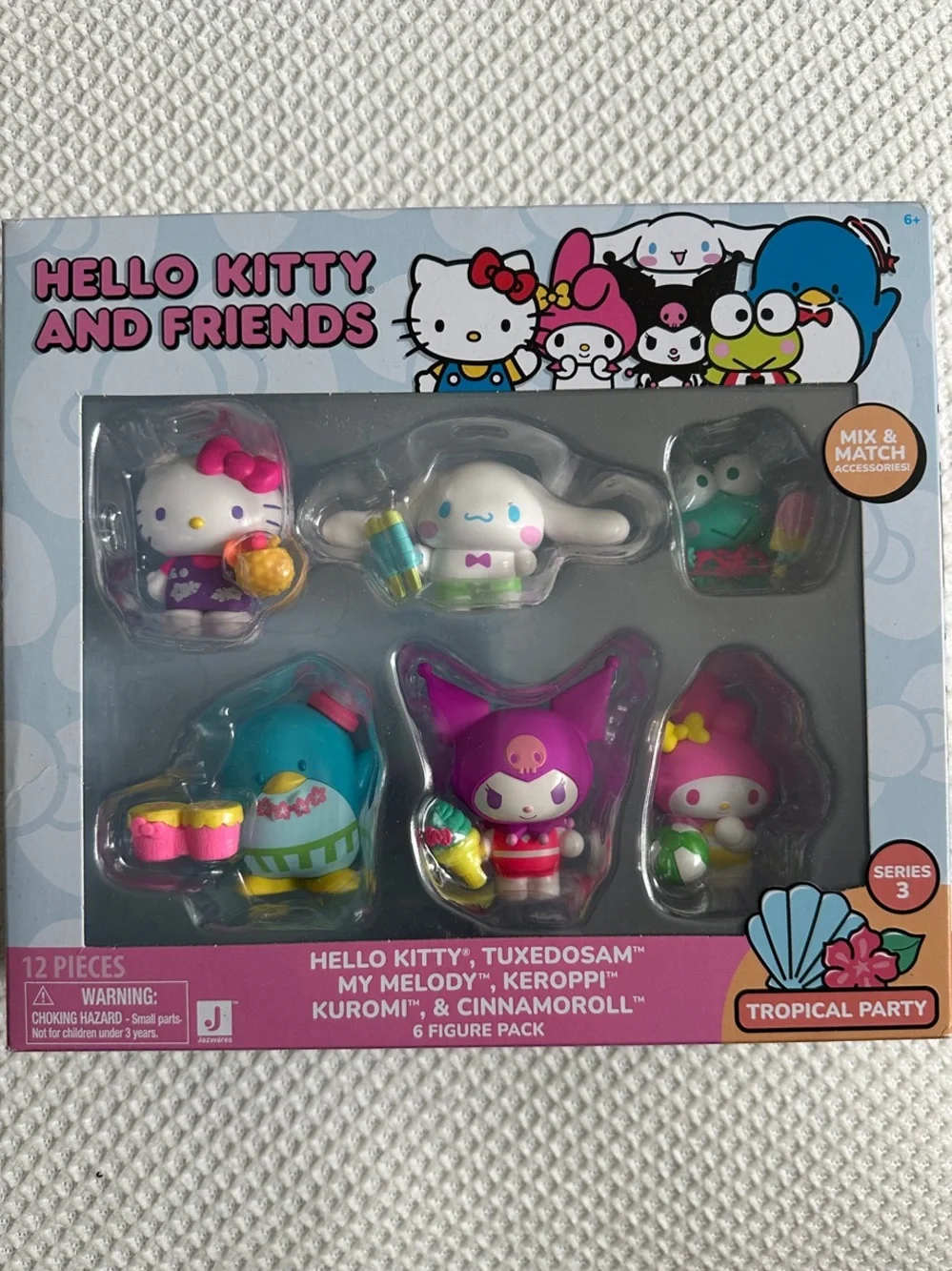 Hello Kitty Friends Tropical Party Figure Set - Pink, White & Blue